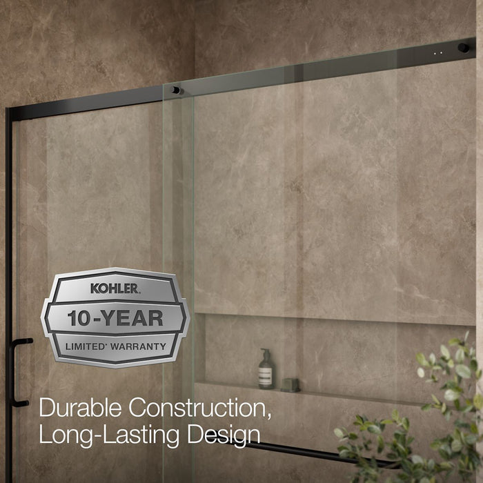 KOHLER K-707617-8L Elate Sliding shower door, 75-1/2" H x 68-1/4 - 71-5/8" W, with heavy 5/16" thick Crystal Clear glass,...