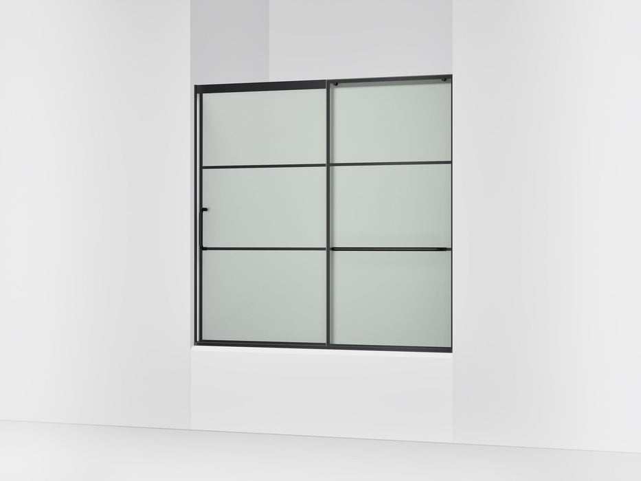 KOHLER K-707618-8G80 Elate Sliding bath door, 56-3/4" H x 56-1/4 - 59-5/8" W with heavy 5/16" thick Frosted glass with...