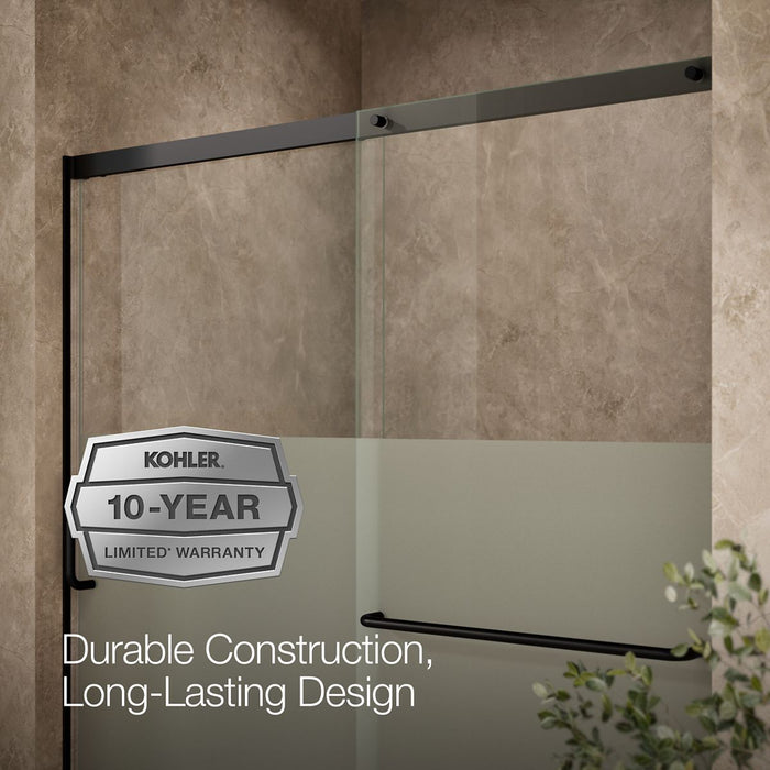 KOHLER K-707618-8G81 Elate Sliding bath door, 56-3/4" H x 56-1/4 - 59-5/8" W with heavy 5/16" thick Crystal Clear glass...