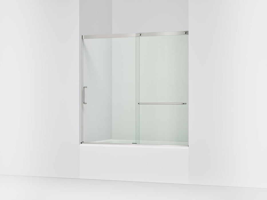 KOHLER K-707618-8L Elate Sliding bath door, 56-3/4" H x 56-1/4 - 59-5/8" W with heavy 5/16" thick Crystal Clear glass,...