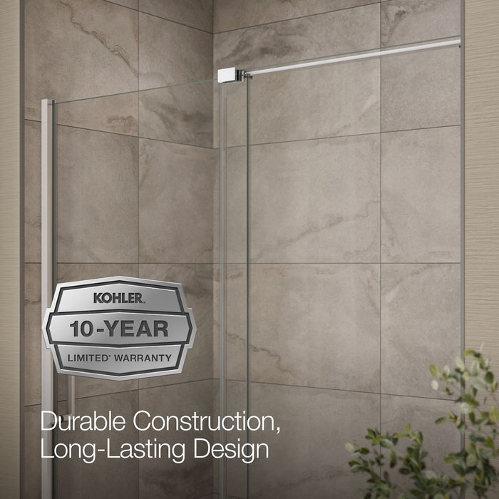 KOHLER K-707623-8L Echelon Sliding bath door, 58-1/4" H x 55-3/4 - 59-3/4" W, with 5/16" thick Crystal Clear glass,...