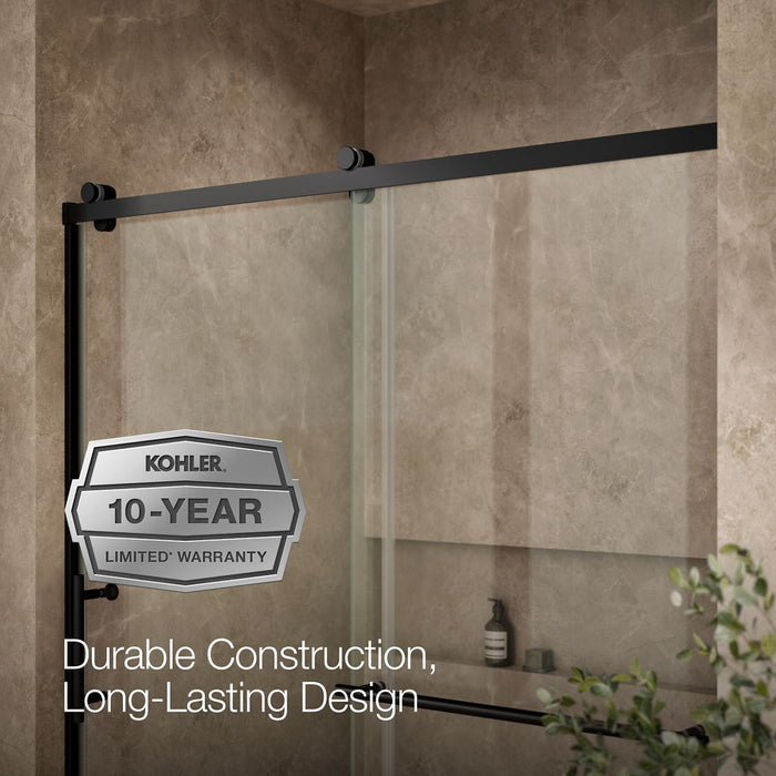 KOHLER K-709081-10L Rely 77" H sliding shower door with 3/8"-thick glass, matte black - view 2