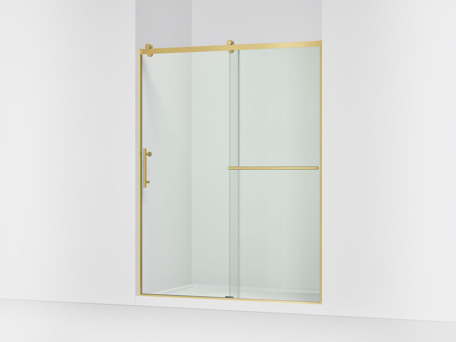 KOHLER K-709081-10L Rely 77" H sliding shower door with 3/8"-thick glass, vibrant brushed moderne brass