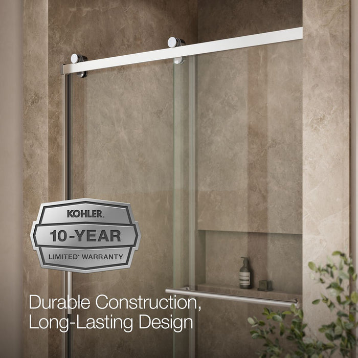 KOHLER K-709082-10L Rely 77" H sliding shower door with 3/8"-thick glass, bright polished silver - view 2