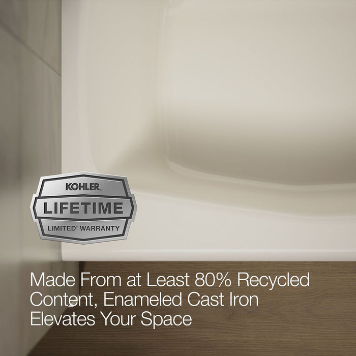 KOHLER K-716 Villager 60" x 30-1/4" alcove bath, right drain, biscuit - view 2