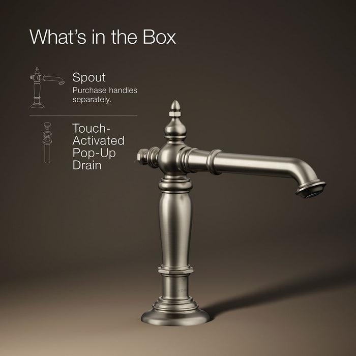 KOHLER K-72760 Artifacts Bathroom sink faucet spout with Column design, 1.2 gpm, vibrant brushed nickel - view 5