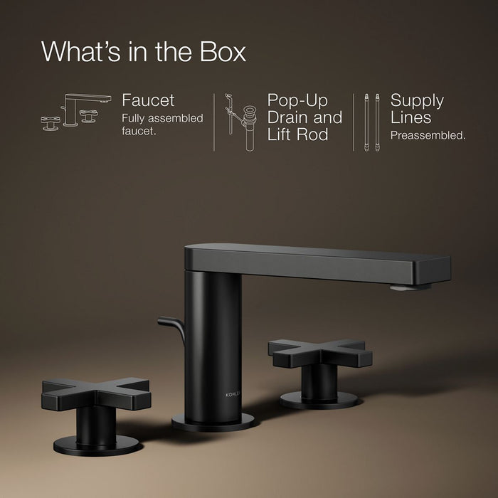 KOHLER K-73060-3 Composed Widespread bathroom sink faucet with Cross handles, 1.2 gpm