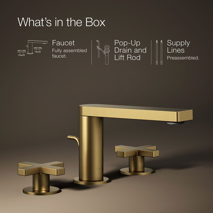 KOHLER K-73060-3 Composed Widespread bathroom sink faucet with Cross handles, 1.2 gpm