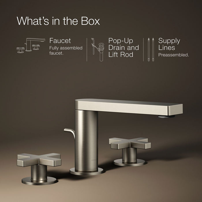 KOHLER K-73060-3 Composed Widespread bathroom sink faucet with Cross handles, 1.2 gpm