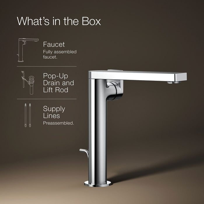 KOHLER K-73168-4 Composed Tall single-handle bathroom sink faucet with Lever handle, 1.2 gpm