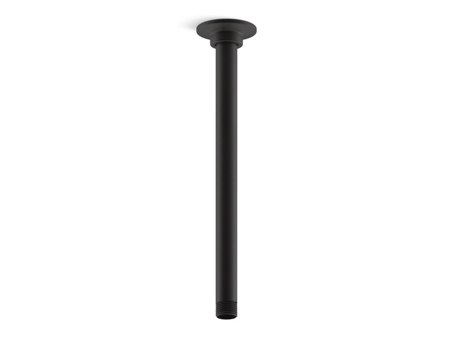 KOHLER K-7392 12" ceiling-mount single-function rainhead arm and flange, matte black