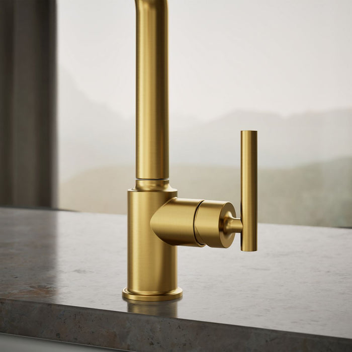 KOHLER K-7505 Purist Pull-out kitchen sink faucet with three-function sprayhead
