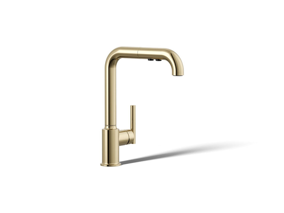 KOHLER K-7505 Purist Pull-out kitchen sink faucet with three-function sprayhead