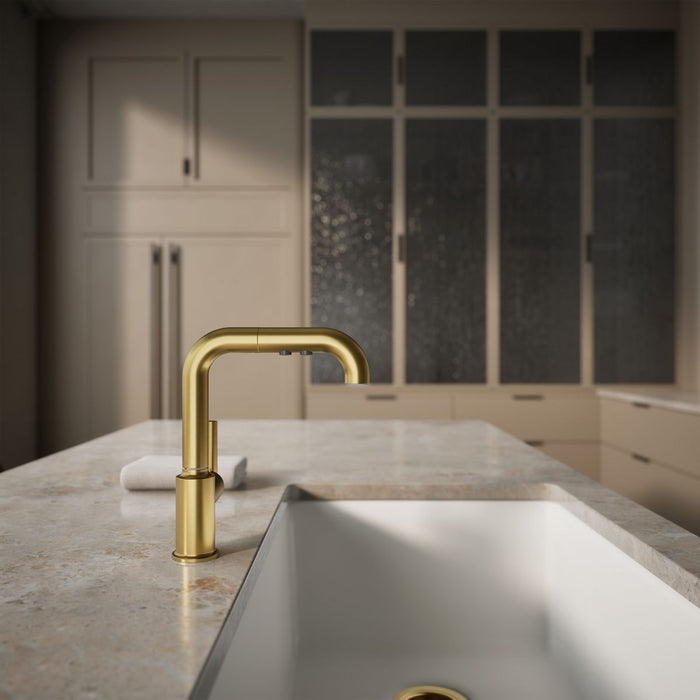 KOHLER K-7506 Purist Pull-out kitchen sink faucet with three-function sprayhead