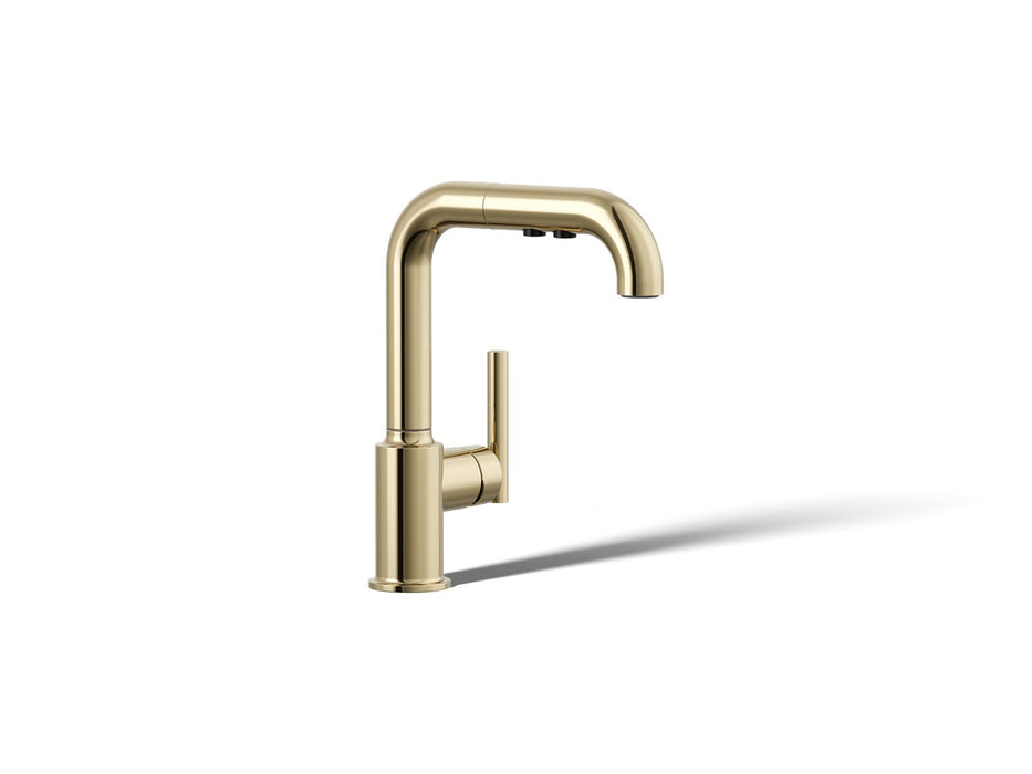 KOHLER K-7506 Purist Pull-out kitchen sink faucet with three-function sprayhead
