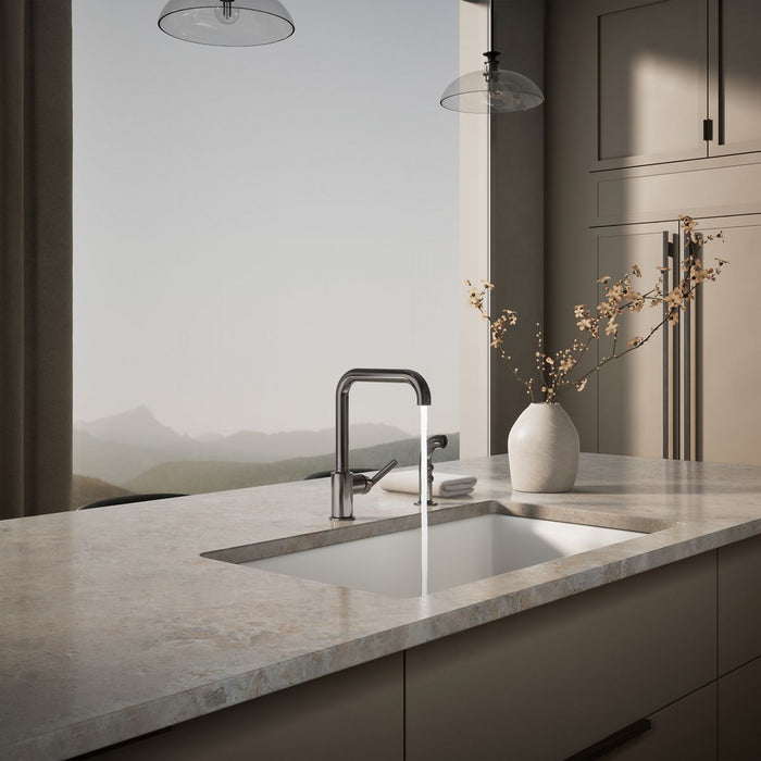 KOHLER K-7508 Purist Single-handle kitchen sink faucet with side sprayer
