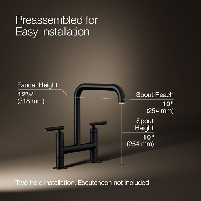 KOHLER K-7547-4 Purist Two-hole bridge kitchen sink faucet