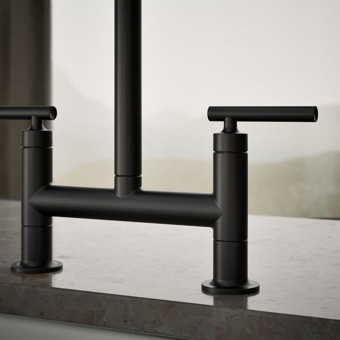 KOHLER K-7547-4 Purist Two-hole bridge kitchen sink faucet