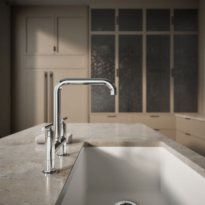 KOHLER K-7547-4 Purist Two-hole bridge kitchen sink faucet