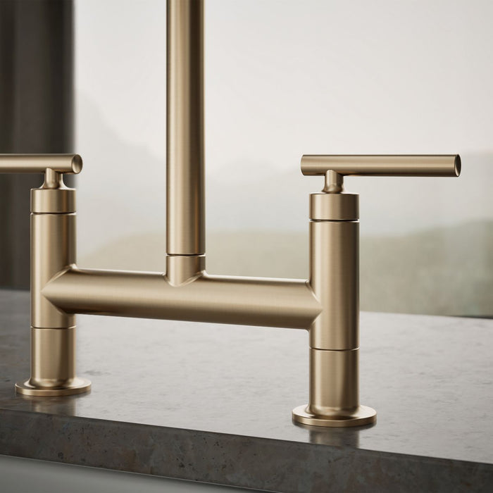 KOHLER K-7547-4 Purist Two-hole bridge kitchen sink faucet