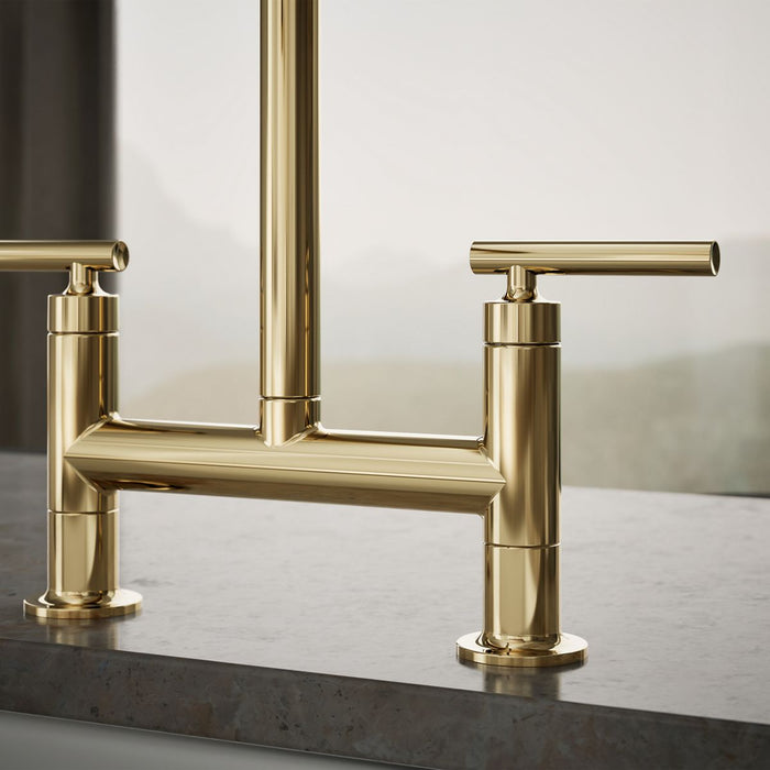 KOHLER K-7547-4 Purist Two-hole bridge kitchen sink faucet