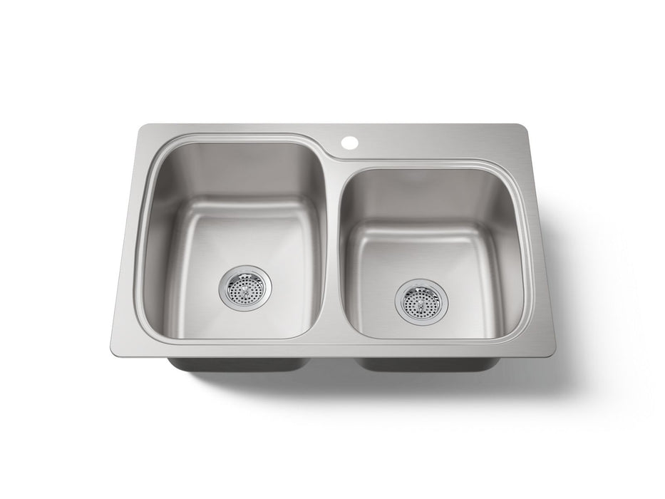 KOHLER K-75791-1 Verse 33" top-/undermount double-bowl kitchen sink