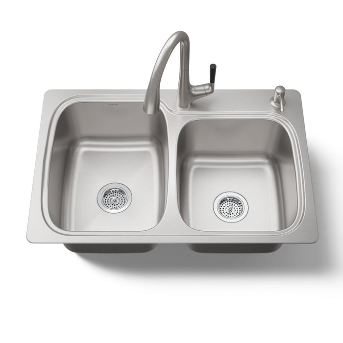 KOHLER K-75791-2PC All-In-One 33" top-/undermount double-bowl kitchen sink