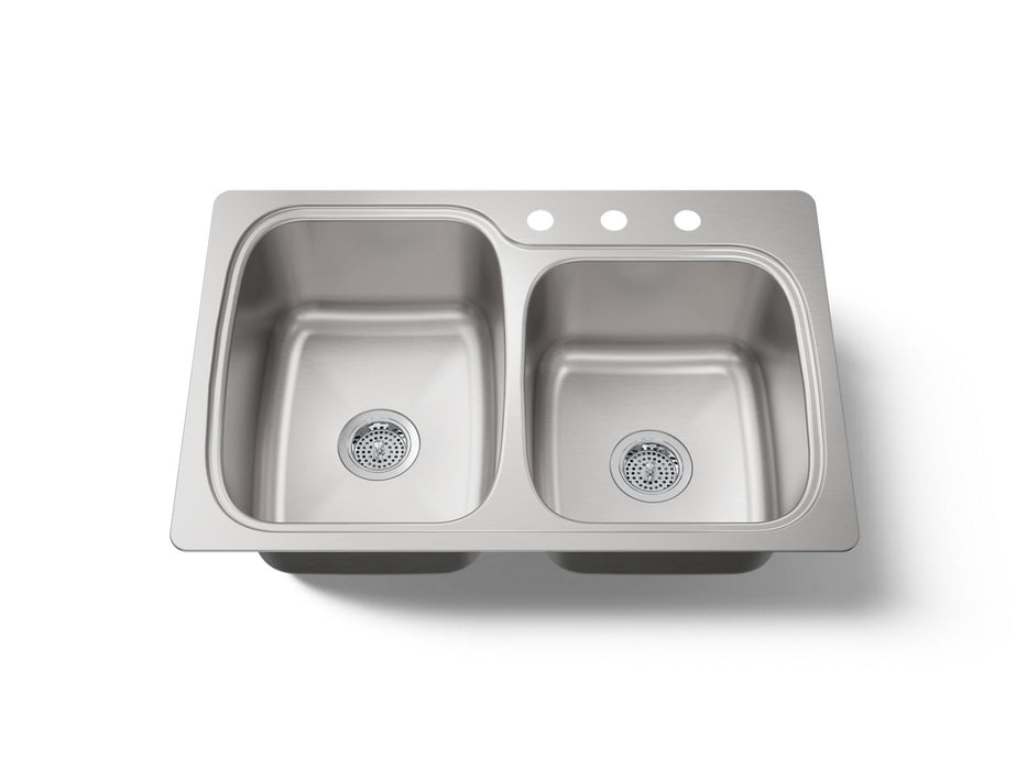 KOHLER K-75791-3 Verse 33" top-/undermount double-bowl kitchen sink