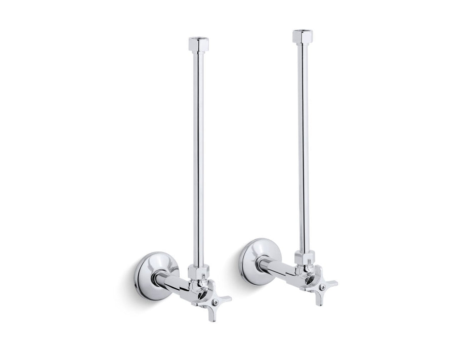 KOHLER K-7606-P Pair 1/2" NPT angle supplies with stop, cross handle and annealed vertical tube