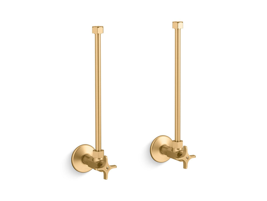 KOHLER K-7606-P Pair 1/2" NPT angle supplies with stop, cross handle and annealed vertical tube