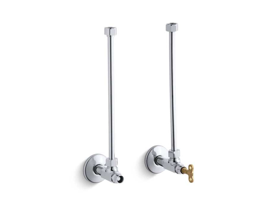 KOHLER K-7608 Pair 1/2" NPT angle supplies with loose-key stop and annealed vertical tube, polished chrome