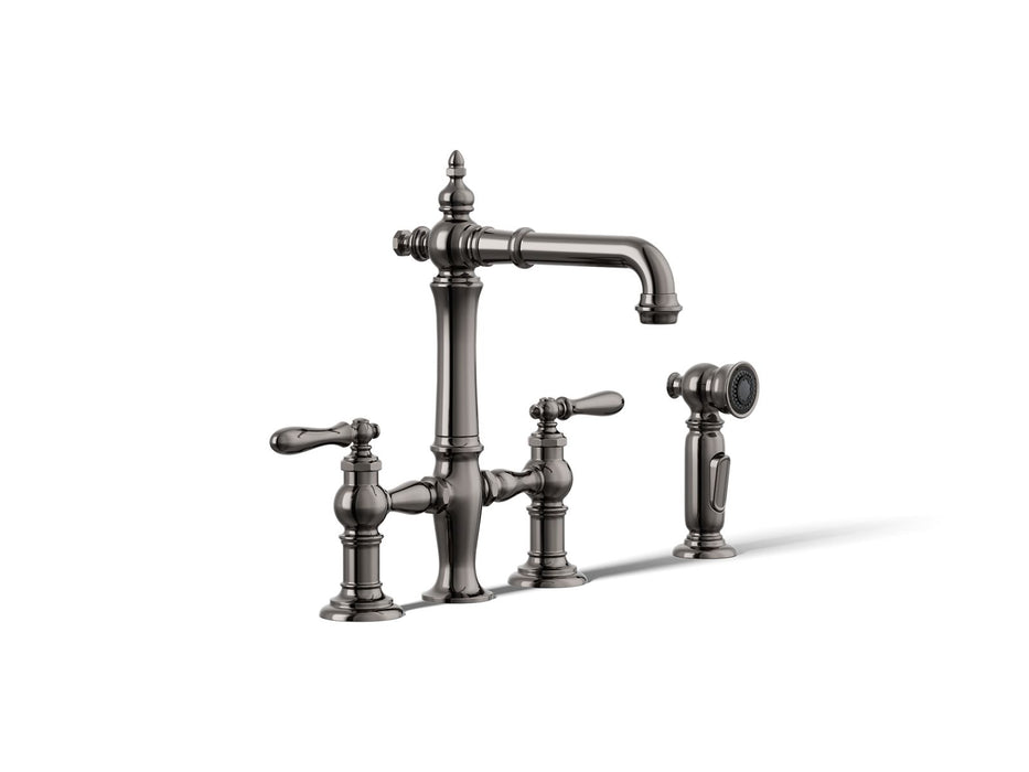KOHLER K-76520-4 Artifacts Three-hole bridge bar sink faucet with side sprayer
