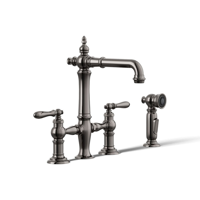 KOHLER K-76520-4 Artifacts Three-hole bridge bar sink faucet with side sprayer
