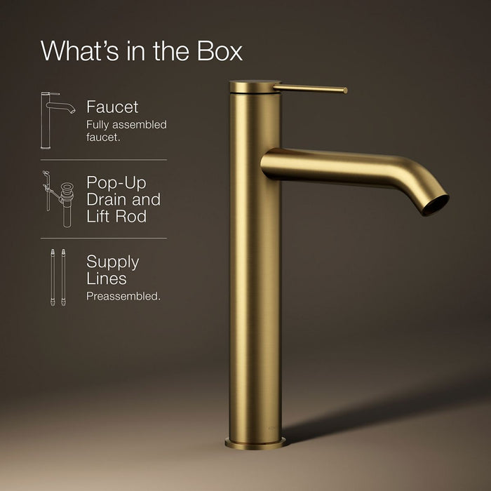 KOHLER K-77959-4A Components Tall single-handle bathroom sink faucet, 1.2 gpm