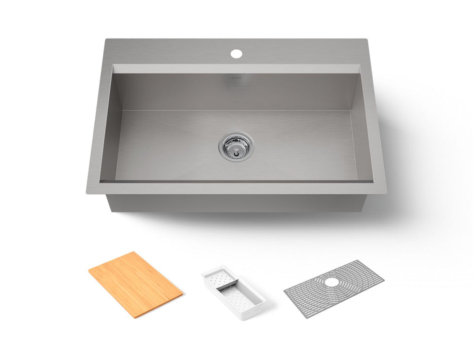 KOHLER K-80084-1PC Task 33" top-/undermount single-bowl workstation kitchen sink