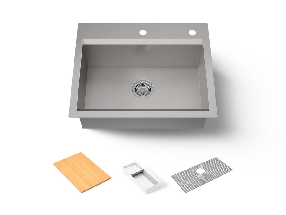KOHLER K-80086-2PC Task 27" top-/undermount single-bowl workstation kitchen sink