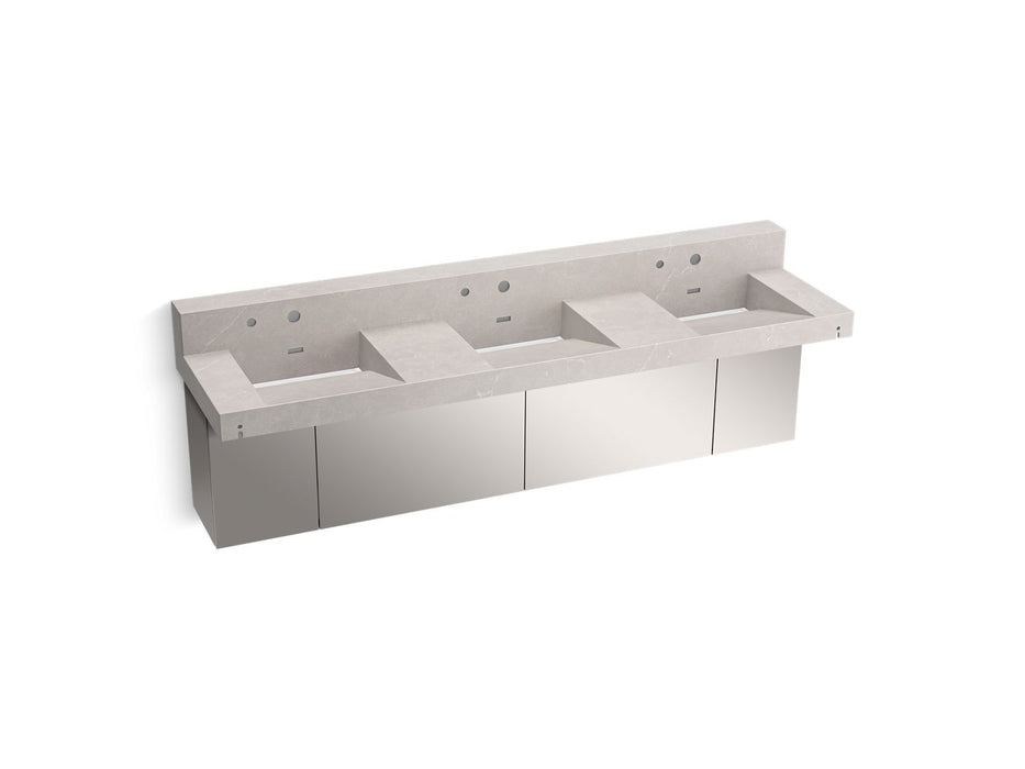 KOHLER K-81026-BSS Constellation 90" wall-mount basin lavatory system with backsplash, desertsilver