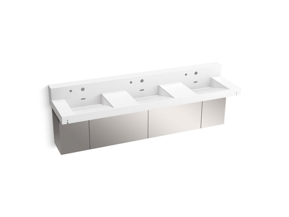 KOHLER K-81026-BSS Constellation 90" wall-mount basin lavatory system with backsplash, glacier white