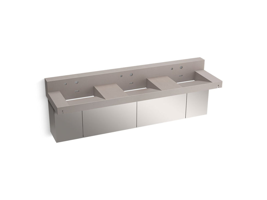 KOHLER K-81026-BSS Constellation 90" wall-mount basin lavatory system with backsplash, neutral concrete