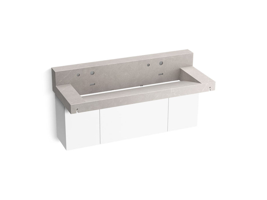KOHLER K-81027-BPW Constellation 60" wall-mount trough lavatory system with backsplash, desertsilver