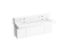 KOHLER K-81027-BPW Constellation 60" wall-mount trough lavatory system with backsplash, glacier white