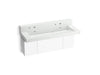 KOHLER K-81027-BPW Constellation 60" wall-mount trough lavatory system with backsplash, miami white