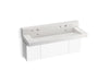 KOHLER K-81027-BPW Constellation 60" wall-mount trough lavatory system with backsplash, pearl jasmine