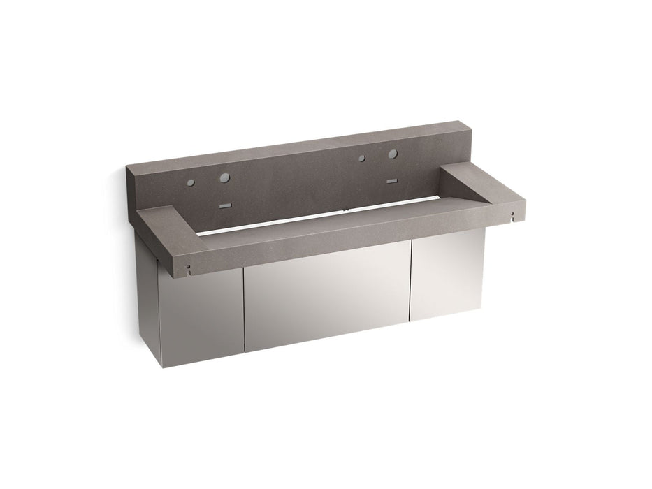 KOHLER K-81027-BSS Constellation 60" wall-mount trough lavatory system with backsplash, ash concrete