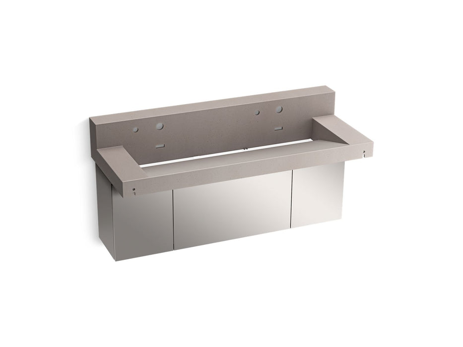 KOHLER K-81027-BSS Constellation 60" wall-mount trough lavatory system with backsplash, neutral concrete