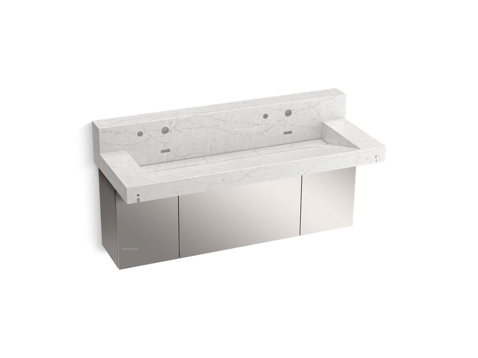 KOHLER K-81027-BSS Constellation 60" wall-mount trough lavatory system with backsplash, pearl jasmine