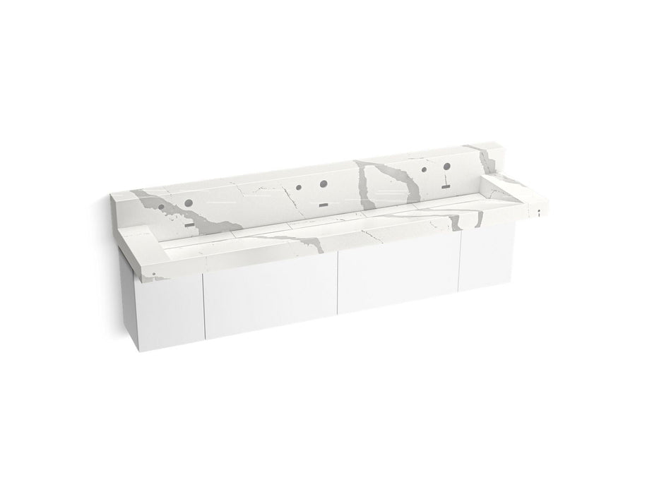 KOHLER K-81028-BPW Constellation 90" wall-mount trough lavatory system with backsplash