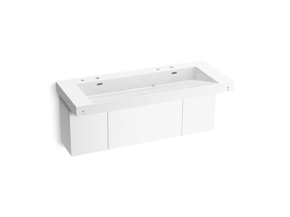 KOHLER K-81032-BPW Constellation 60" wall-mount trough lavatory system, glacier white