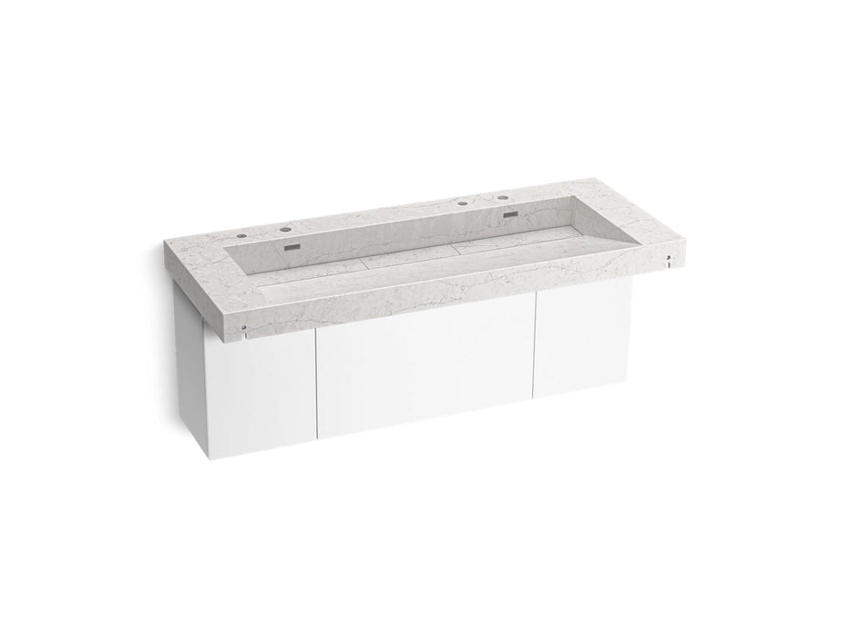KOHLER K-81032-BPW Constellation 60" wall-mount trough lavatory system, pearl jasmine