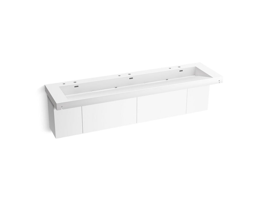 KOHLER K-81033-BPW Constellation 90" wall-mount trough lavatory system, glacier white